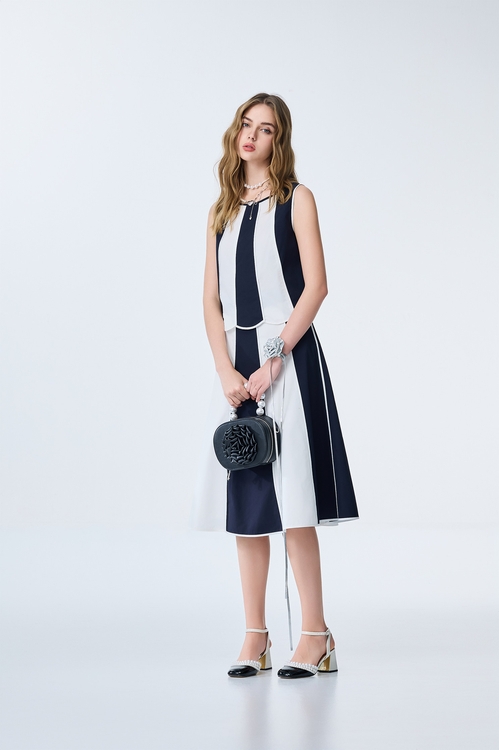 Colour Block Scallop Trim Vest,sleeveless tops,sleeveless tops,Sleeveless tops,sleeveless tops