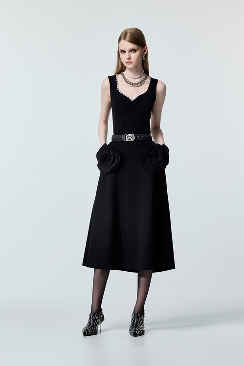 Heart Shape Pearl Detail Knit Vest,Black tops,black tops