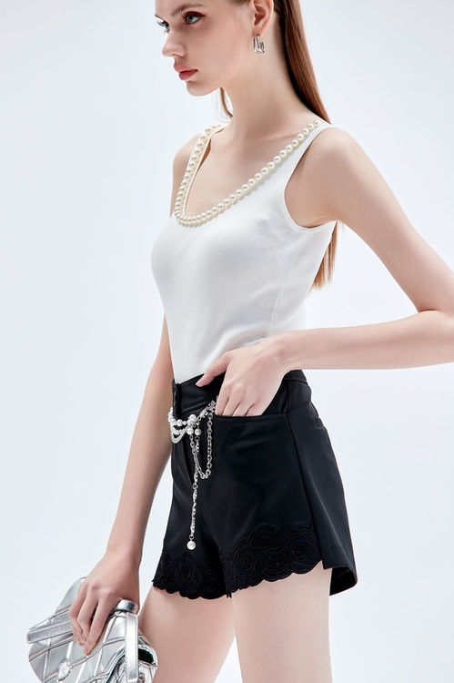 Pearl Detail Knit Tank Top,Knitted tops