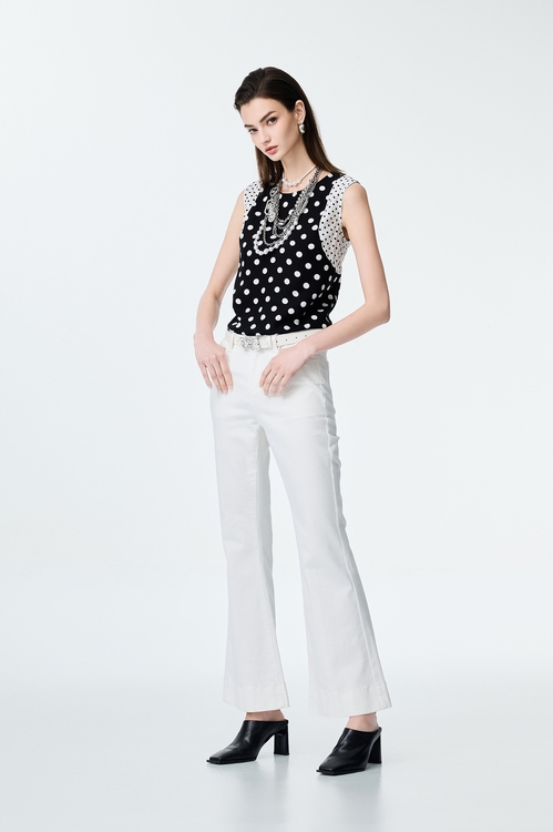 Contrast Polka Dot Vest,Season (SS) Look
