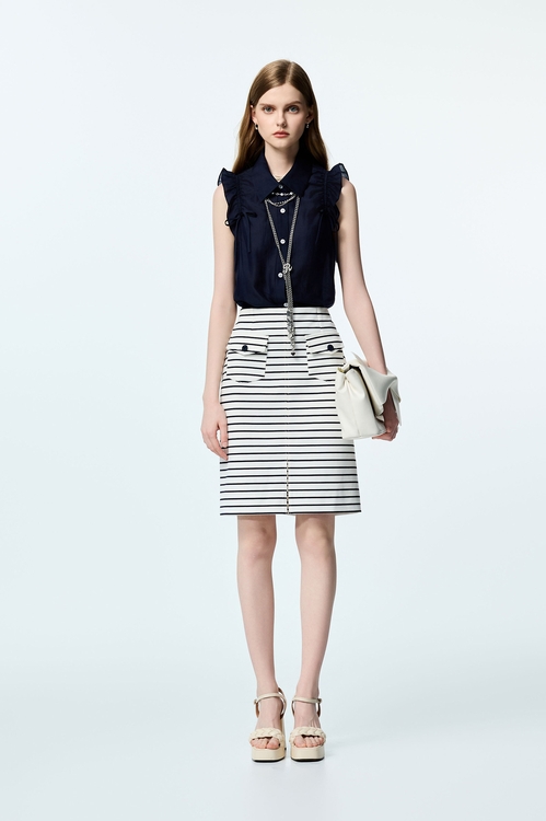 Navy Ruffle Detail Vest,sleeveless tops,sleeveless tops,Sleeveless tops,sleeveless tops