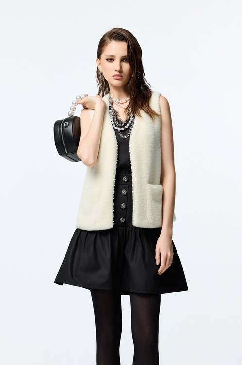 V-neck Fleece Vest,White tops,White tops