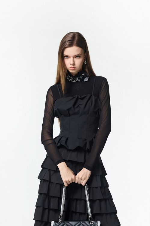 Pintucks Detail Two Piece Top,sleeveless tops,sleeveless tops,Sleeveless tops,sleeveless tops