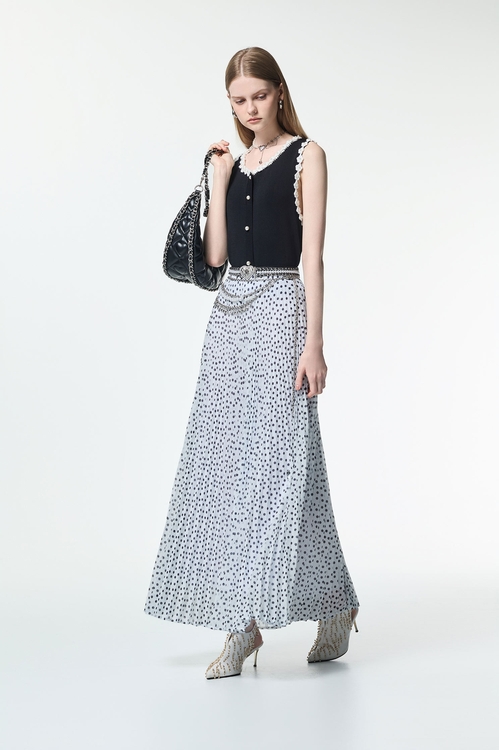 Contrast Floral Detail Knit Vest,sleeveless tops,sleeveless tops,Sleeveless tops,sleeveless tops