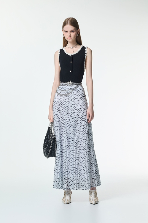 Contrast Floral Detail Knit Vest,sleeveless tops,sleeveless tops,Sleeveless tops,sleeveless tops