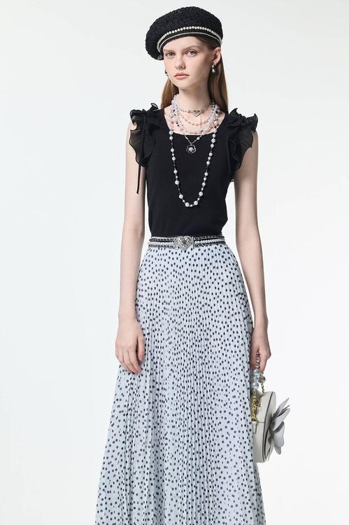 Ruffle Detail Knit Vest,Knitted tops