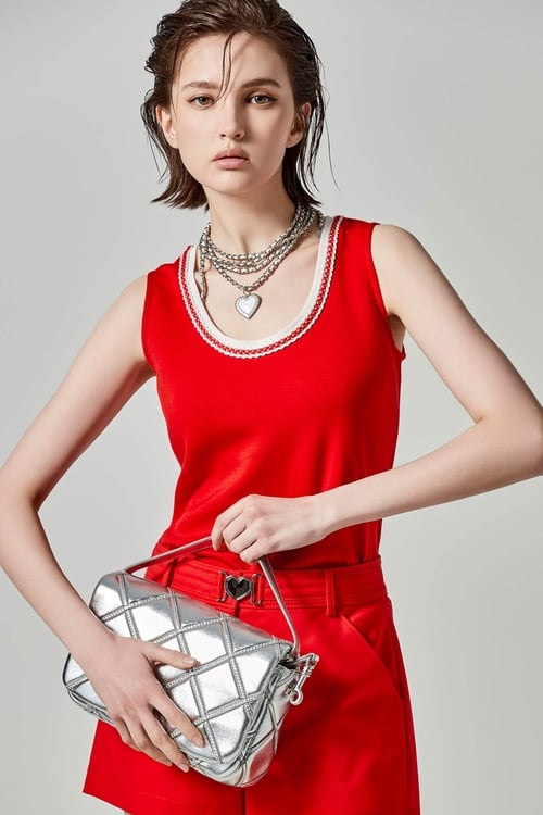 Red Tank Top With Contrast White Trim,sleeveless tops,sleeveless tops,Sleeveless tops,sleeveless tops