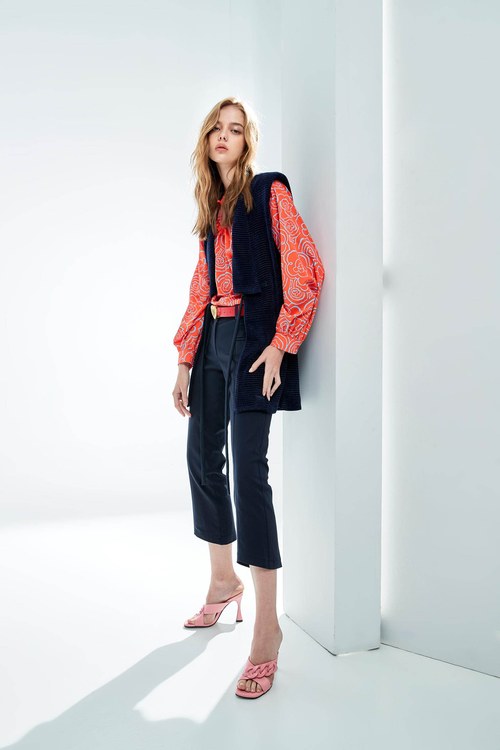 Floral Print Red Top With Ruffle Detail,blossoms