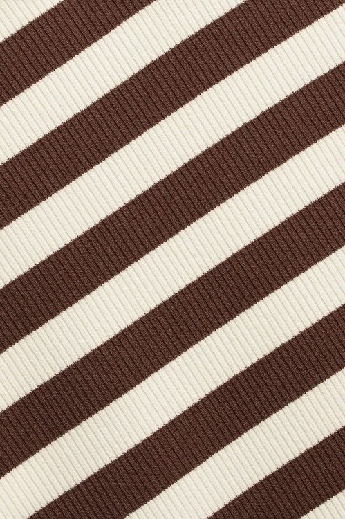 Coffee Brown Stripe V-neck Tee,Stripe