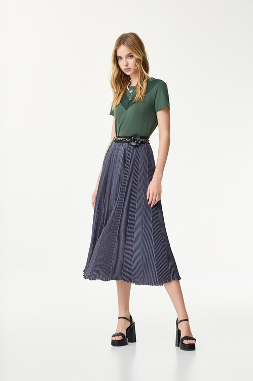Hollow Out Lace Detail Short Sleeve Tee,Tops