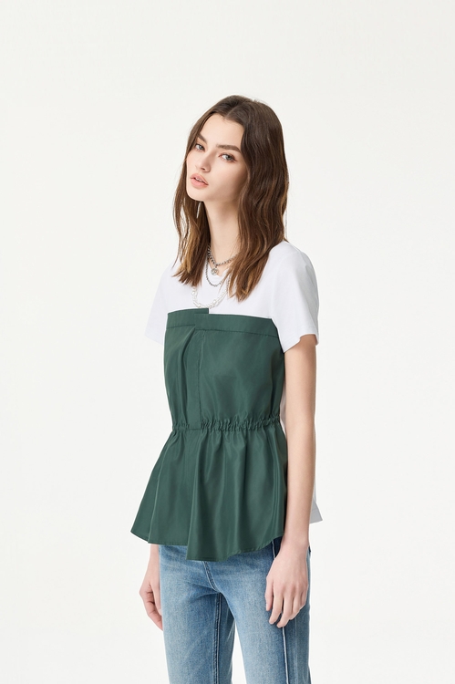 Contrast Colour Short Sleeve Top,Tops