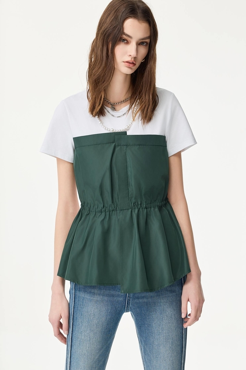 Contrast Colour Short Sleeve Top,Tops