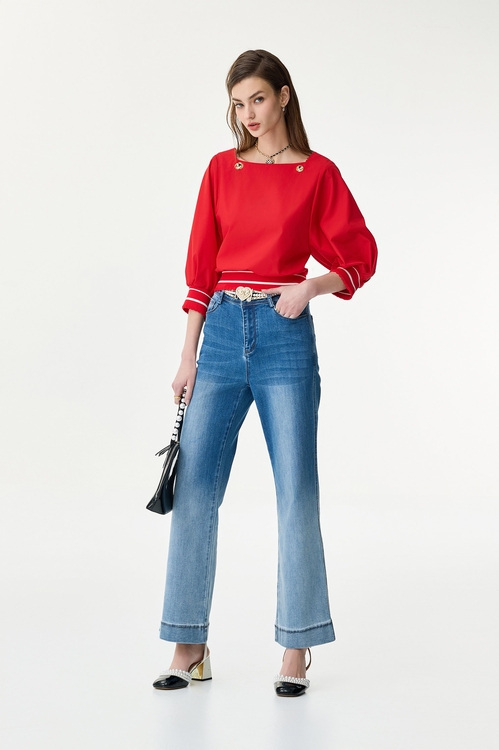 Chain Strap Chilli Red Top,Office Looks