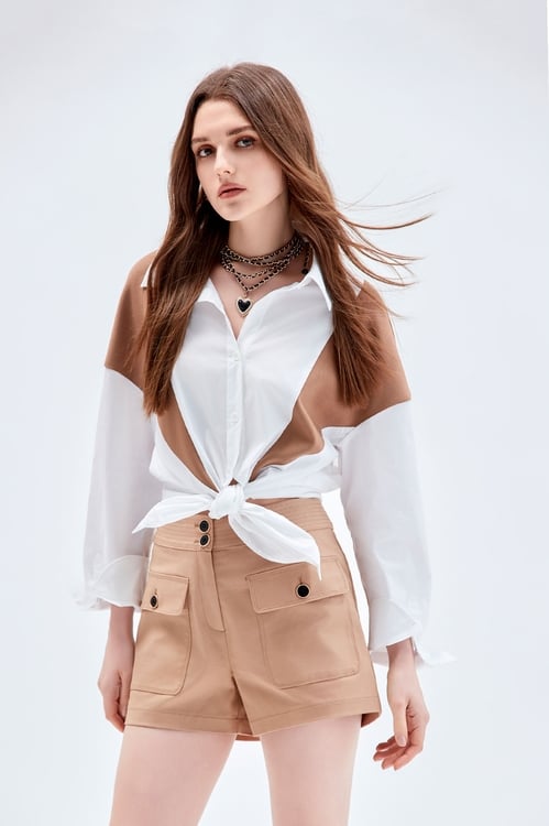 Colour Block Oversize Blouse,Blouses