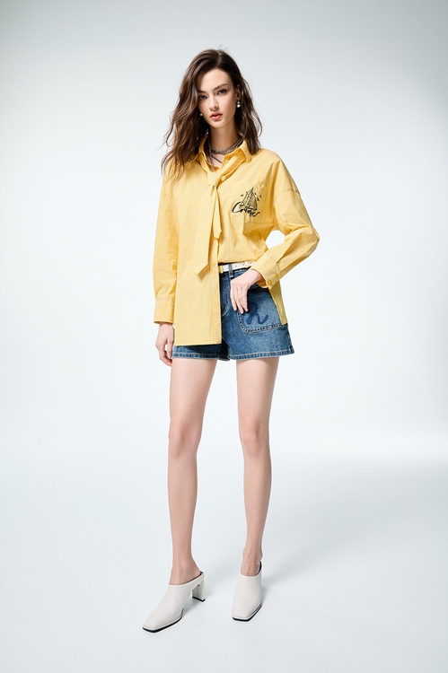 Asymmetric Stripe Blouse,Tops