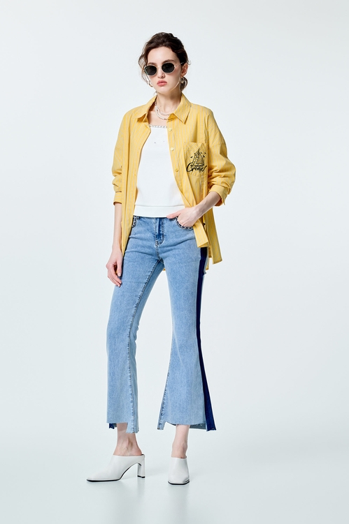 Asymmetric Stripe Blouse,Tops