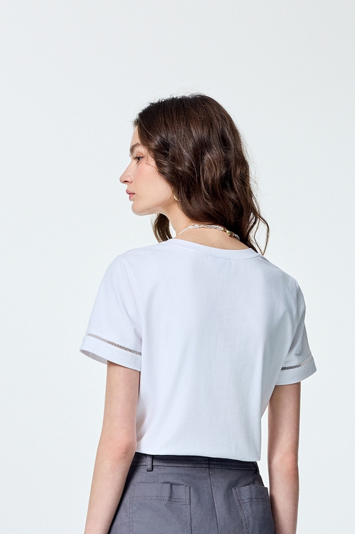 Weaved Pocket Detail Short Sleeve Tee,Tops