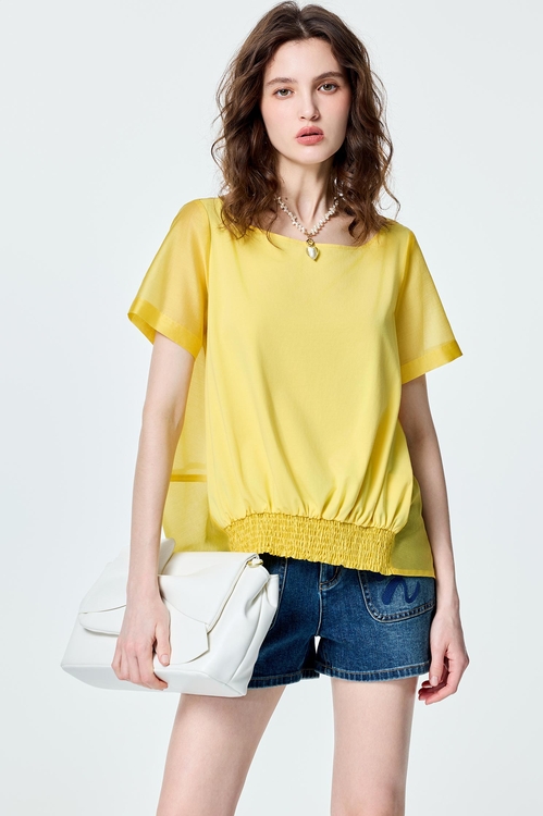 Short Sleeve Yellow Top,Tops
