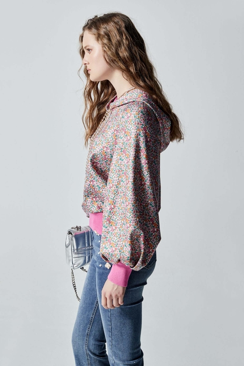 All Over Mini Floral Print Hoodie Sweatshirt,Hoodie tops