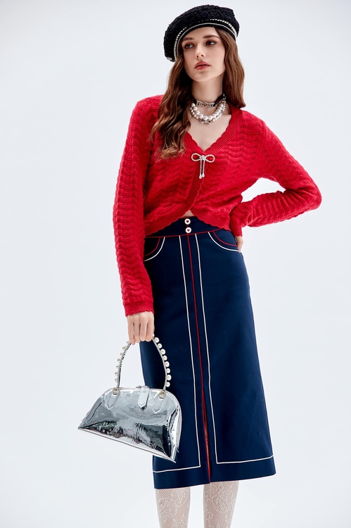 V-neck Long Sleeve Knit Top,Knitted tops