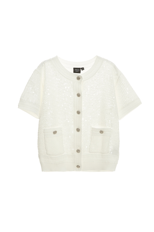 Short Sleeve Sequin Knit Top,Knitted tops