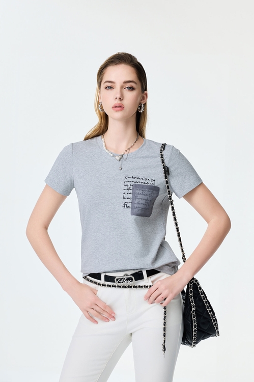 Double Pockets Short Sleeve Grey Tee,Season (SS) Look