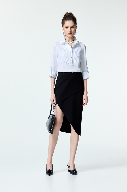 Front Pleated Detail Blouse,White tops,White tops