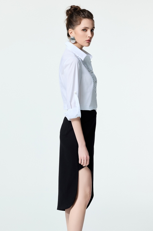 Front Pleated Detail Blouse,White tops,White tops