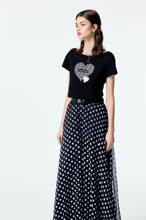Heart Graphic Asymmetric Hem Tee,Season (SS) Look