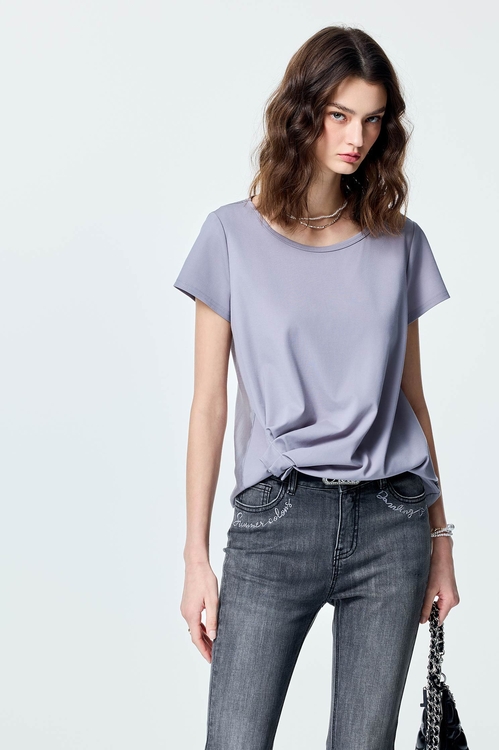 Gathered Pleated Detail Grey Top,Season (SS) Look