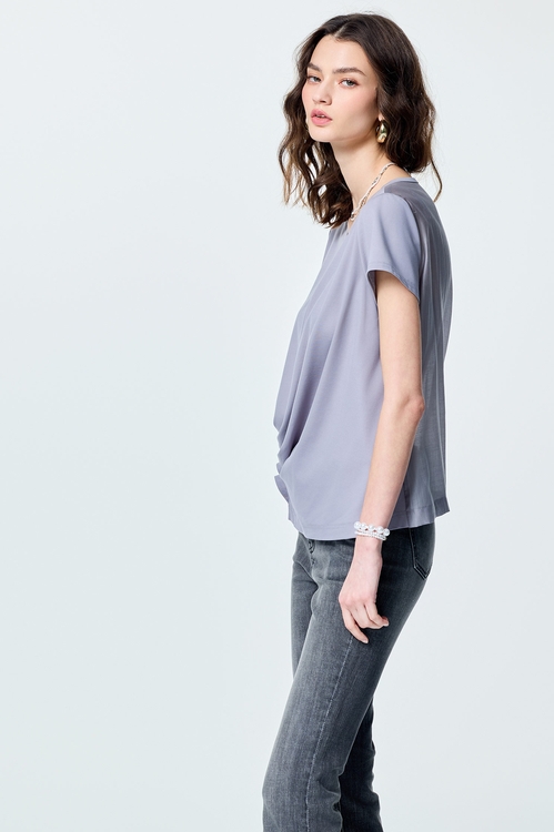Gathered Pleated Detail Grey Top,Season (SS) Look