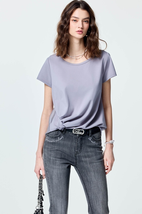 Gathered Pleated Detail Grey Top,Season (SS) Look