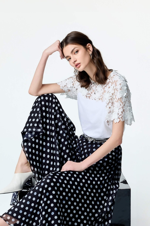 Short Sleeve Floral Lace Detail Tee,Season (SS) Look