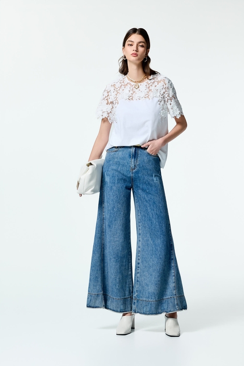 Short Sleeve Floral Lace Detail Tee,Season (SS) Look
