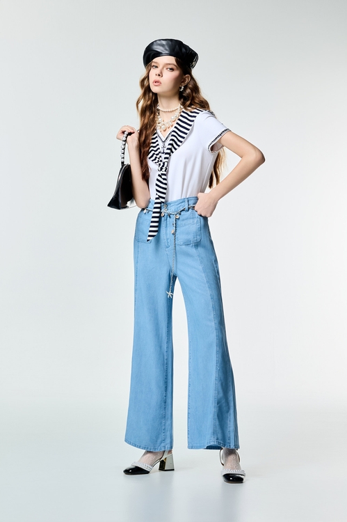 Navy Stripe Collar Short Sleeve Top,,Navy Stripe Collar Short Sleeve Top,Tops,Season (SS) Look,White tops,Urban Fashion