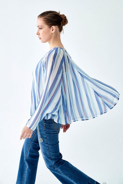 Blue White Stripe Oversize Top,relaxrestrictions