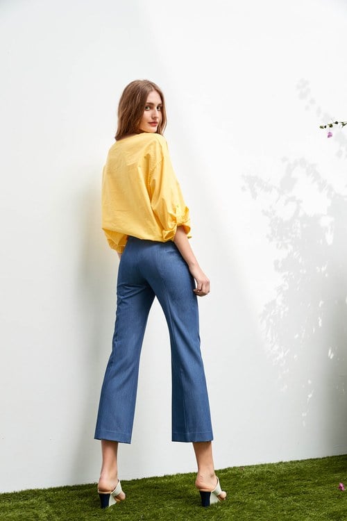 Oversize Yellow Top With Lace Trim Detail,relaxrestrictions