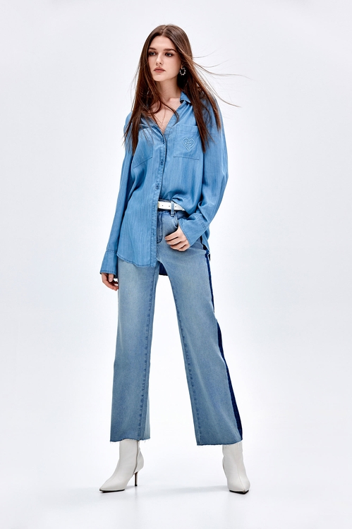 Soft Denim Front Knot Top,Tops