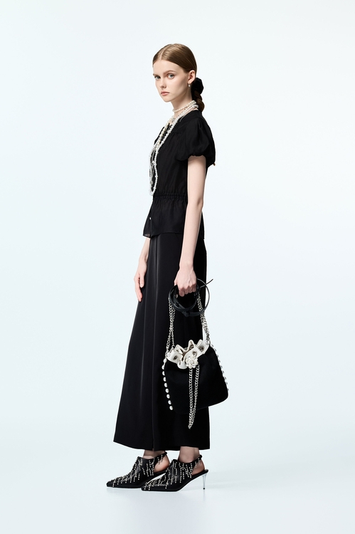 Button Front Puff Sleeve Top,Season (AW) Look