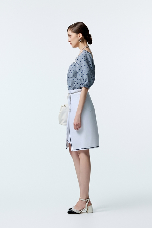 Dotted Embroidery Detail Plaid Top,co-ord sets
