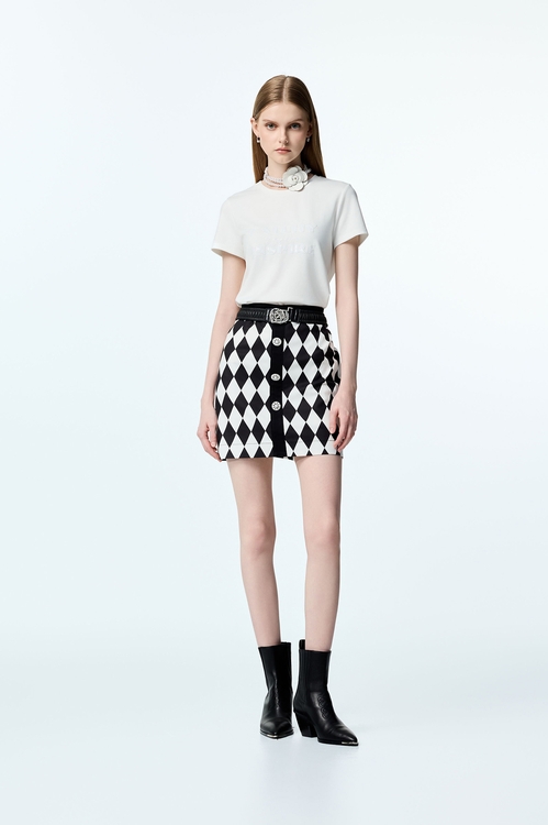 Front Slogan Short Sleeve Tee,Season (AW) Look