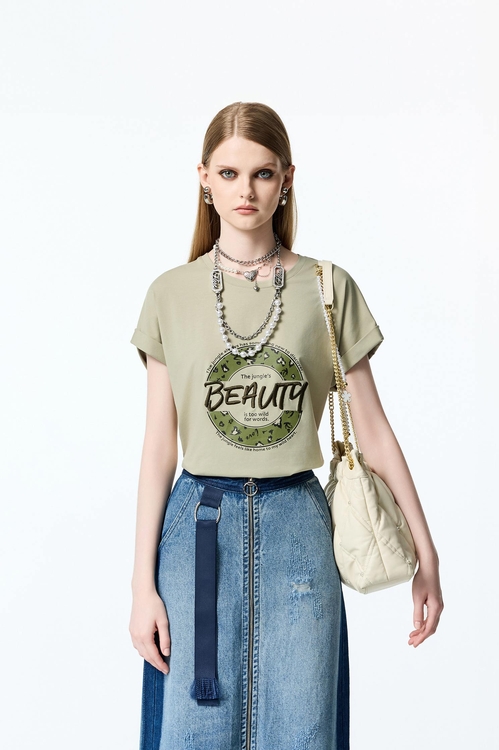 Embroidered Graphic Short Sleeve Tee,T-shirts