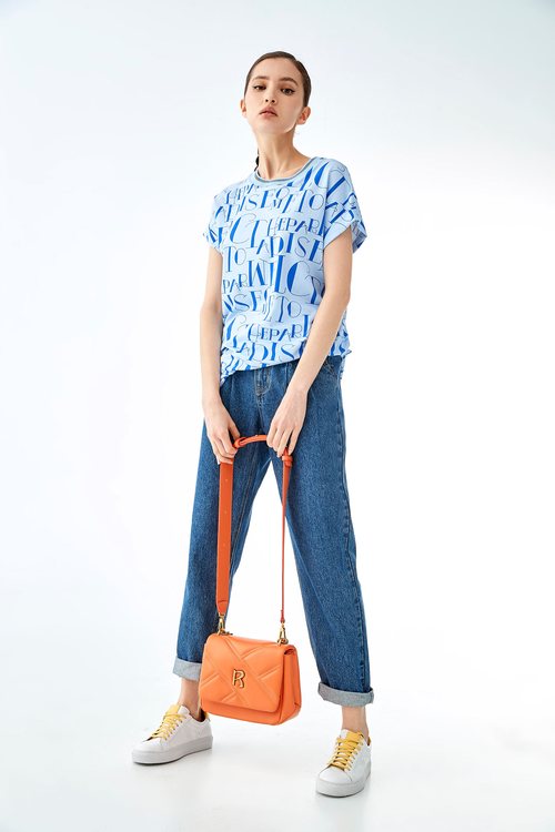 Slogan Print Long Style Top,comfotism