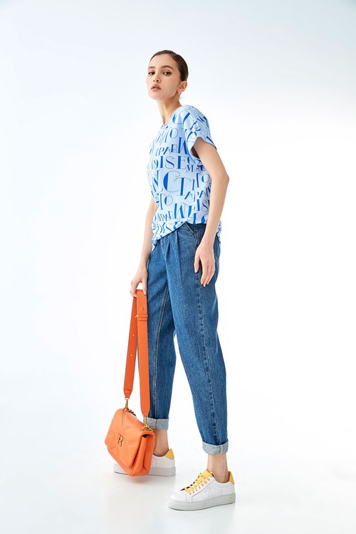 Slogan Print Long Style Top,comfotism