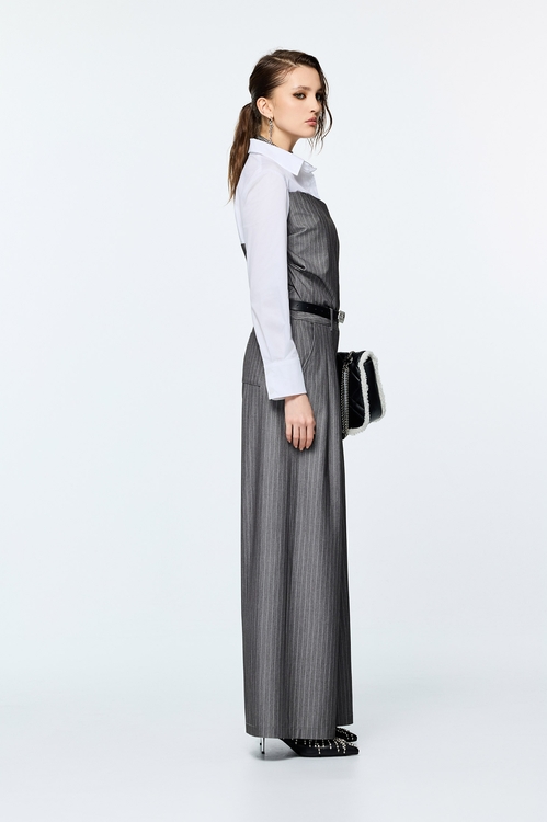Contrast Grey Asymmetric Detail Blouse,Blouses