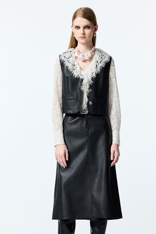 Full Lace Ruffle Detail Blouse,Under shirts