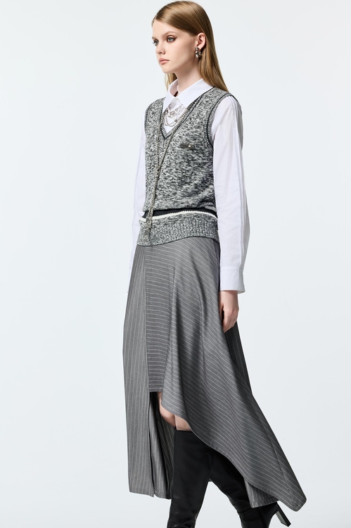 Stitching Detail Button Front Blouse,Blouses