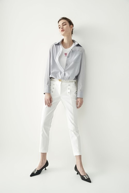 Two Piece Grey Button Front Blouse,upperclass