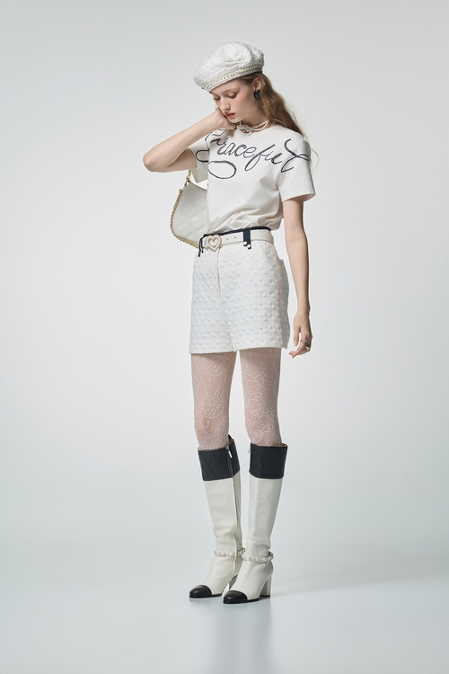 Front Embroidery Slogan Short Sleeve Tee,Tops