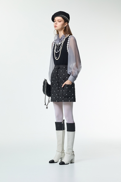 Ruffle Collar Grey Organza Top,Valentine